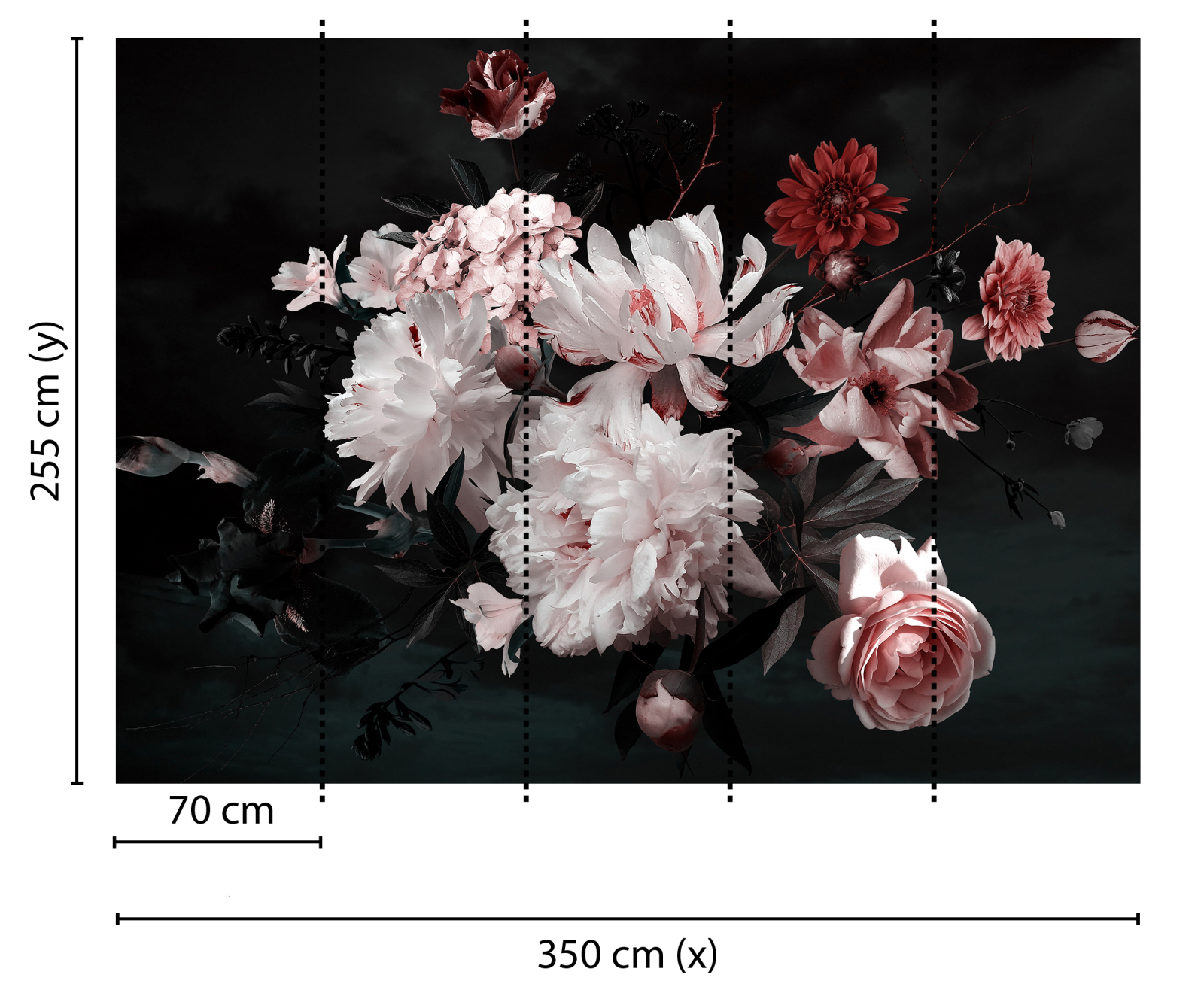 Fototapete DESIGNWALLS - weiß-rosa - Blumen - 2,55 Meter