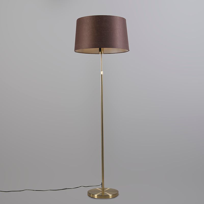 Vloerlamp goud/messing met kap bruin 45 cm verstelbaar - Parte
