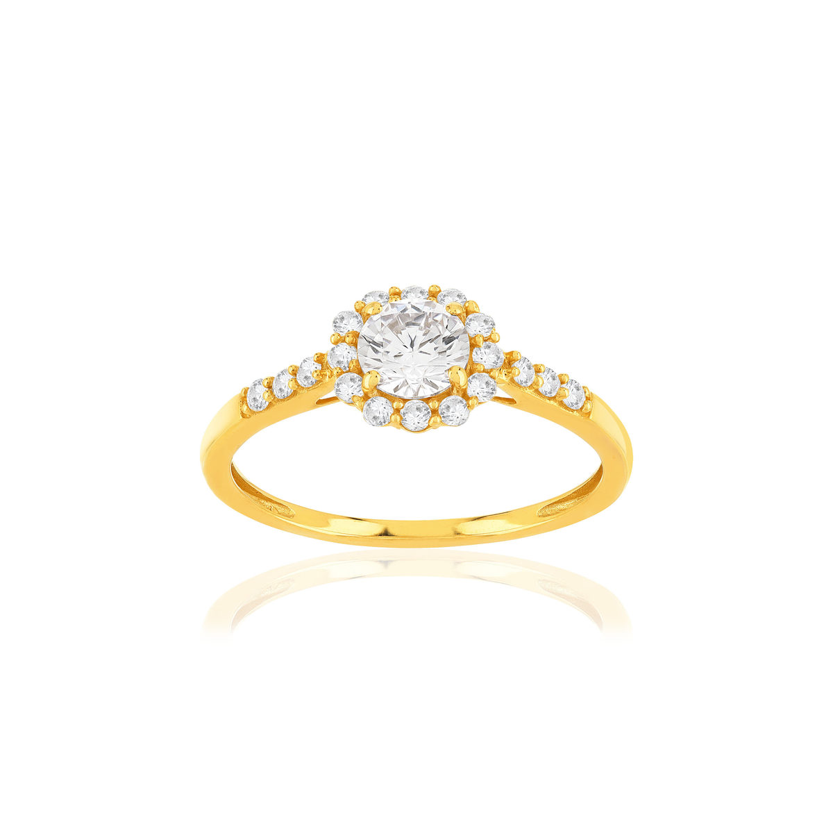 Bague or 375 jaune zirconias.