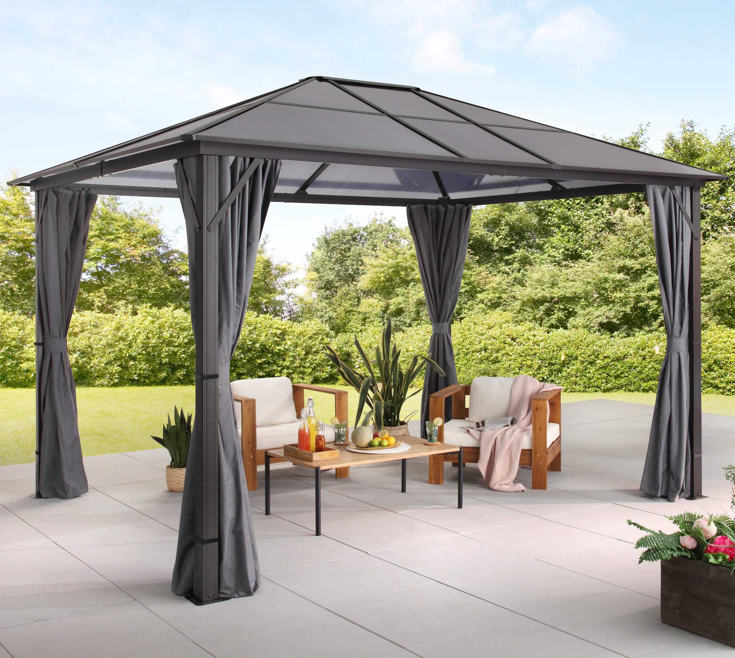 KONIFERA Pavillon »Aruba 2.0« Gestell aus Aluminium, Dach aus Polycarbonat-Stegplatten