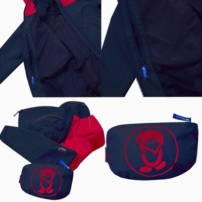 Trollkids Bergen Regnjakke, Bright Red/Mystic Blue