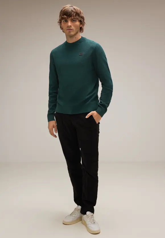Feiner Strukturpullover - moss green