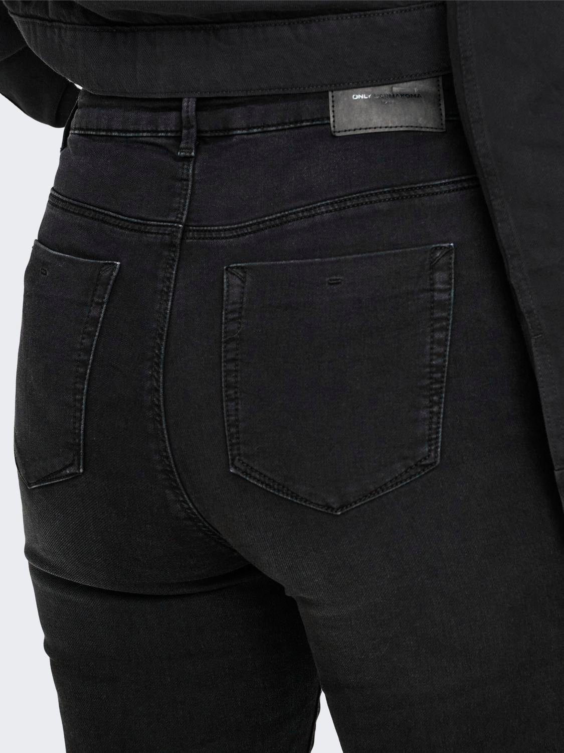 CARFOREVER Hohe Taille Skinny Fit Jeans Black Denim