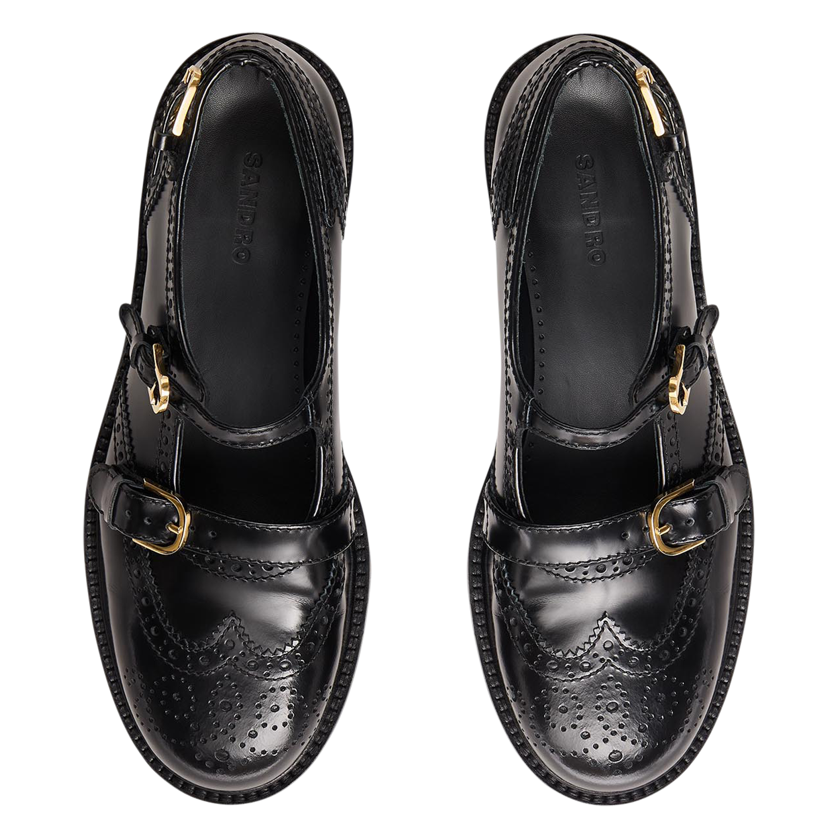 Derbies ouvertes multi-boucles en cuir | Noir
