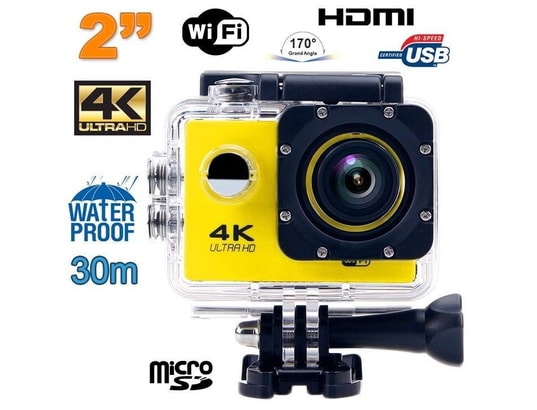 YONIS - Caméra sport étanche 4k slow motion grand angle 170° jaune ...