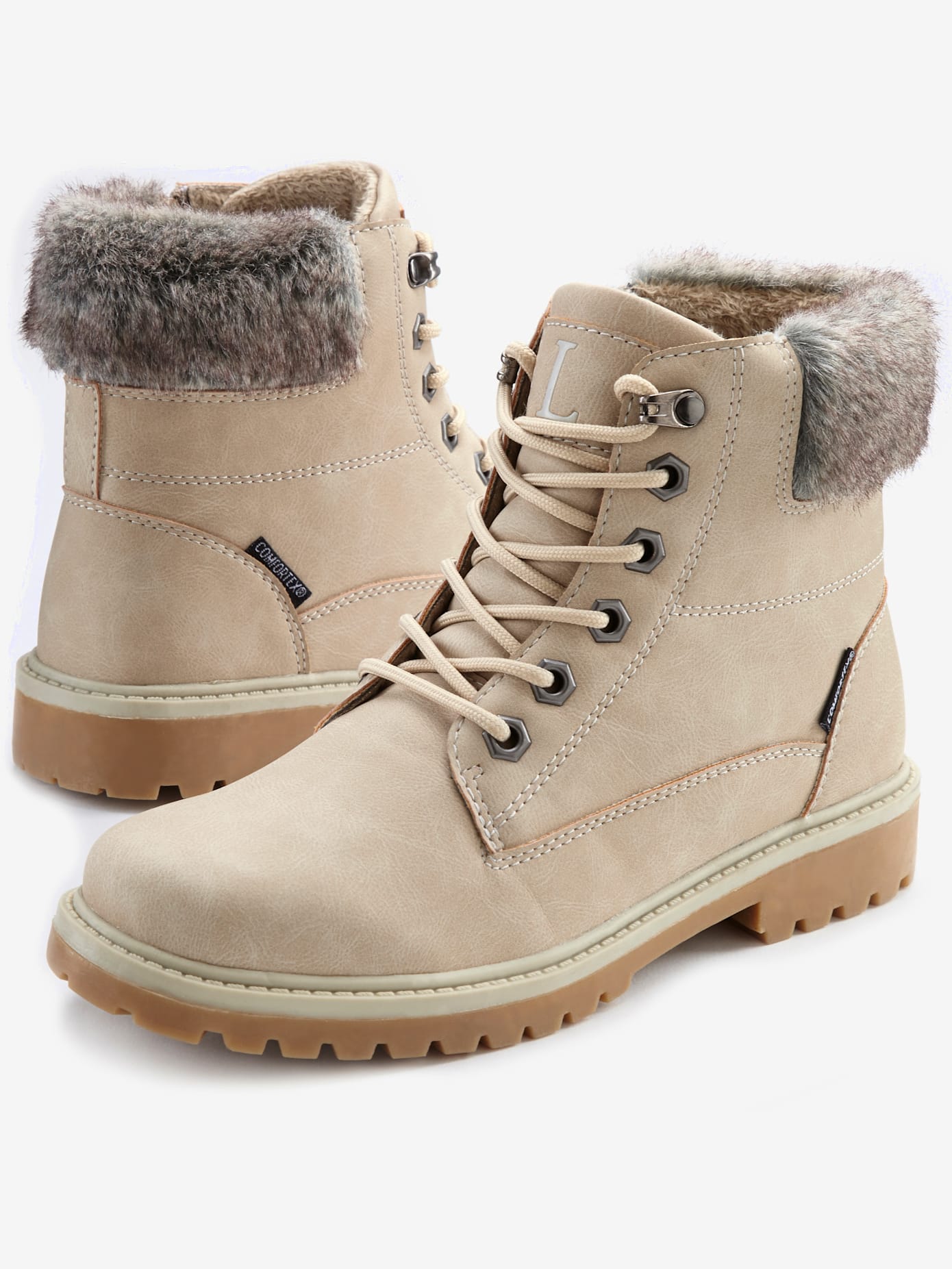 Bottines à lacets avec doublure toute douce