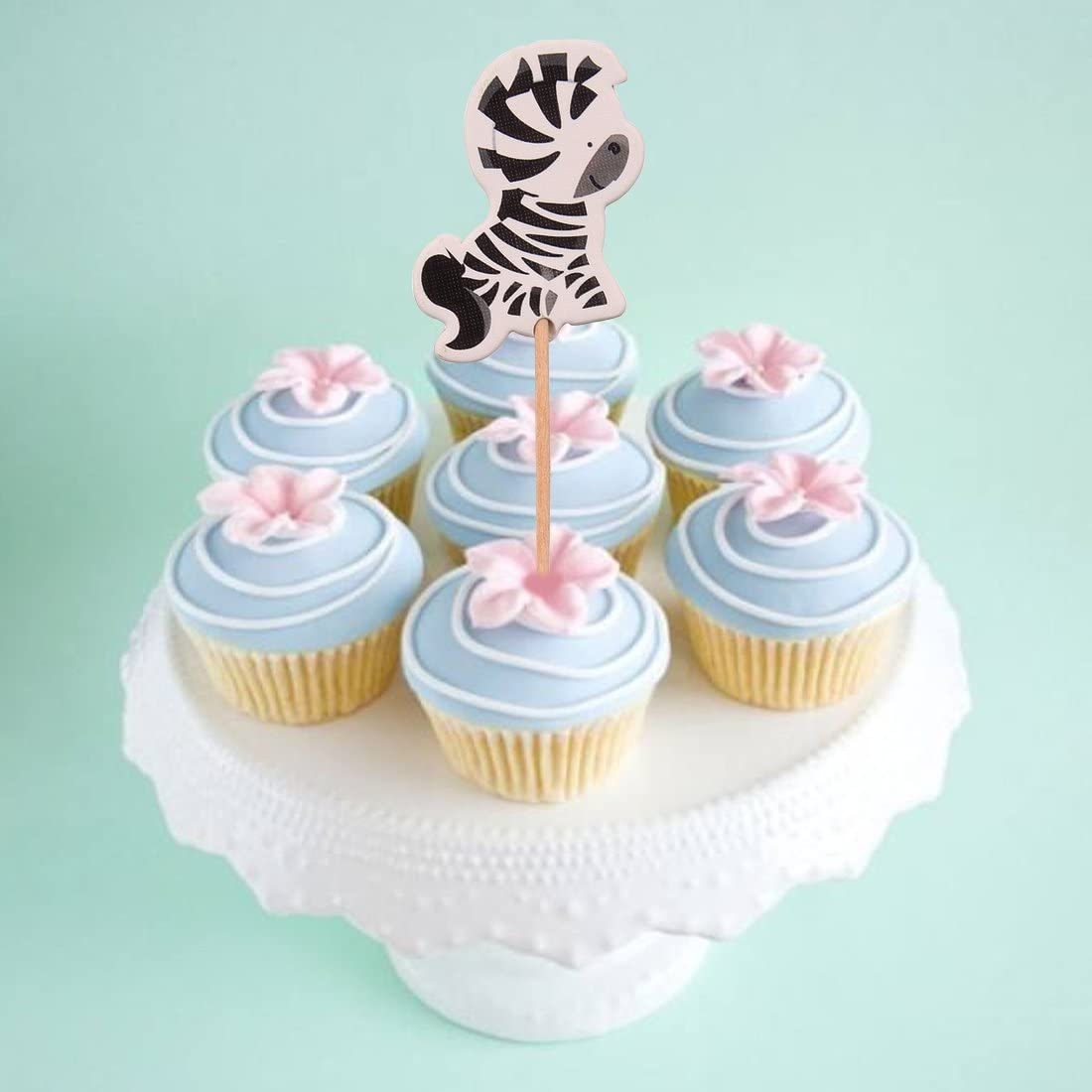(24-tlg. Set) Kuchenstecker Kinder Tortenstecker Topper Dekoration für Torten / Kuchen - Wilde Tiere