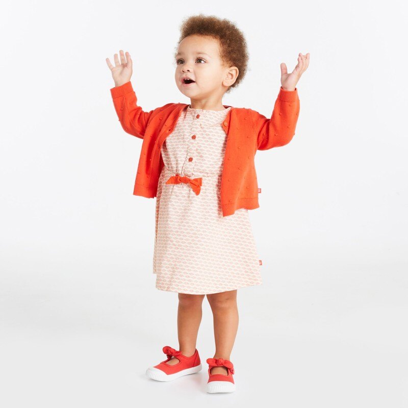 Robe saharienne fleurie orange bébé fille Orange