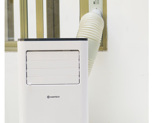 Draagbare airconditioner met afvoerslang + afstandsbediening Hantech 9000 wit/zwart voor ruimtes tot 62,4 m³ Tuya Wifi lokale airconditioner