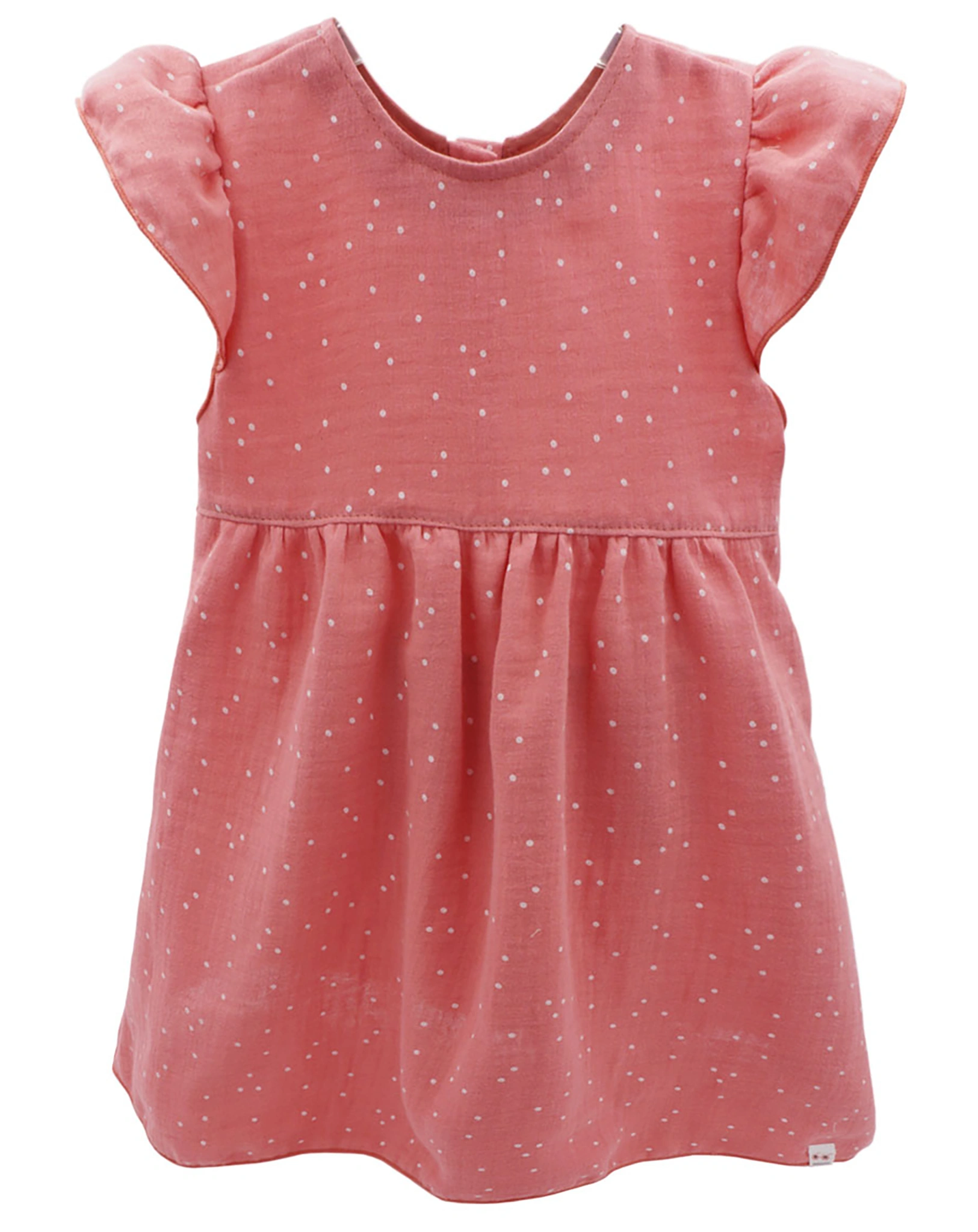 Kurzarmkleid MUSSELIN MINI in weiß/gepunktet