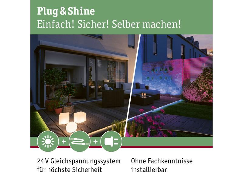 Paulmann LED-Stripe Plug & Shine Smooth, 3000K, 10m, Weiss Outdoor Stripe