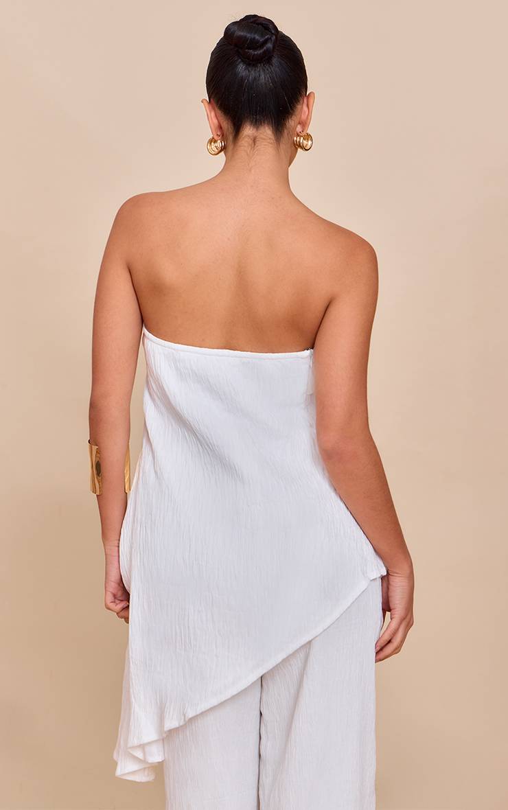 Blanc Haut Bandeau À Détail Drapé Asymétrique
