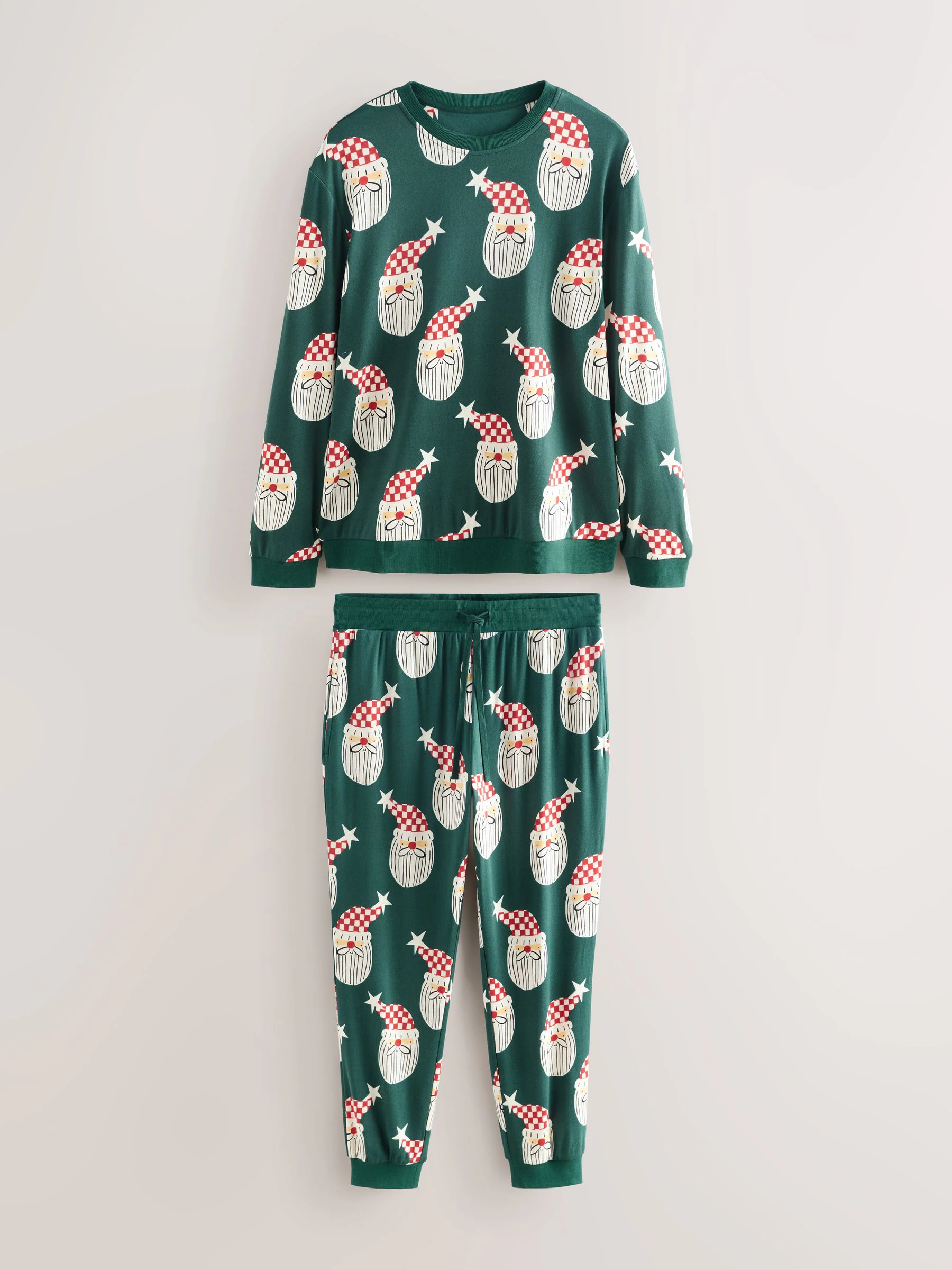 Groen met kerstmanprint - Bijpassende familie Kerstmis Pyjama's met Lange mouwen