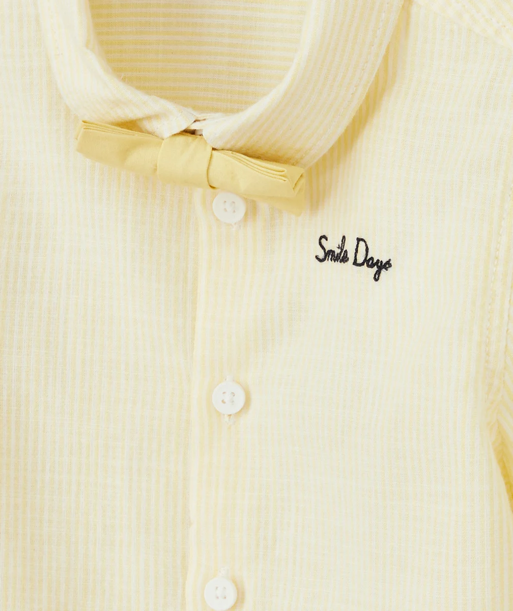 CHEMISE BÉBÉ GARÇON EN COTON ET RAYÉE JAUNE ET BLANC