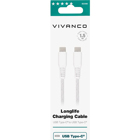 Vivanco opladerkabel 1,5 meter - hvid