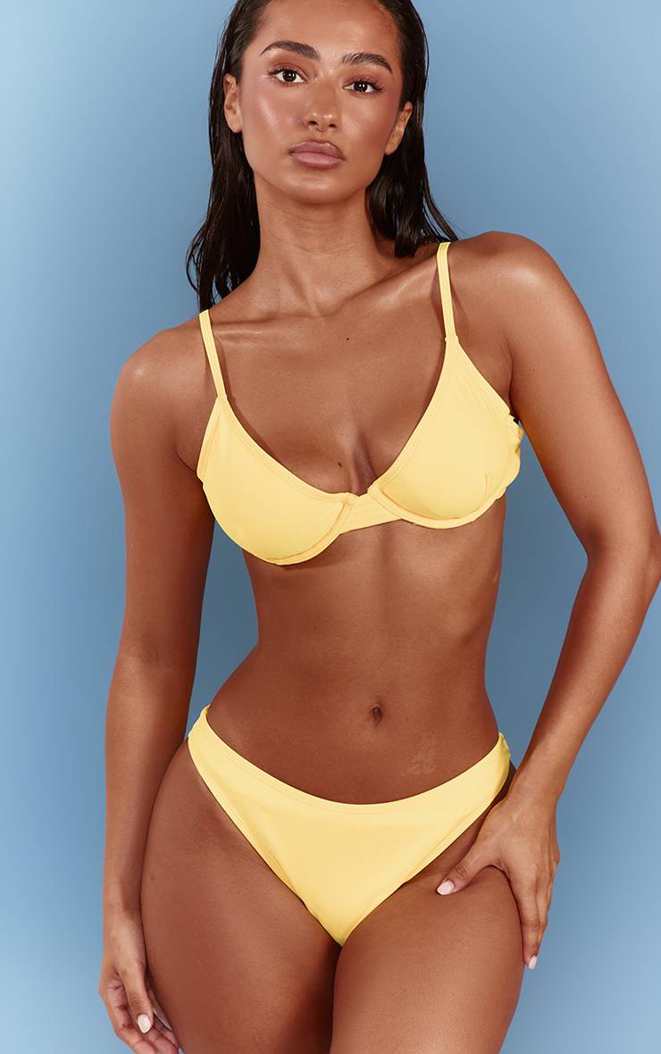 Jaune Bas De Bikini Tanga Basique