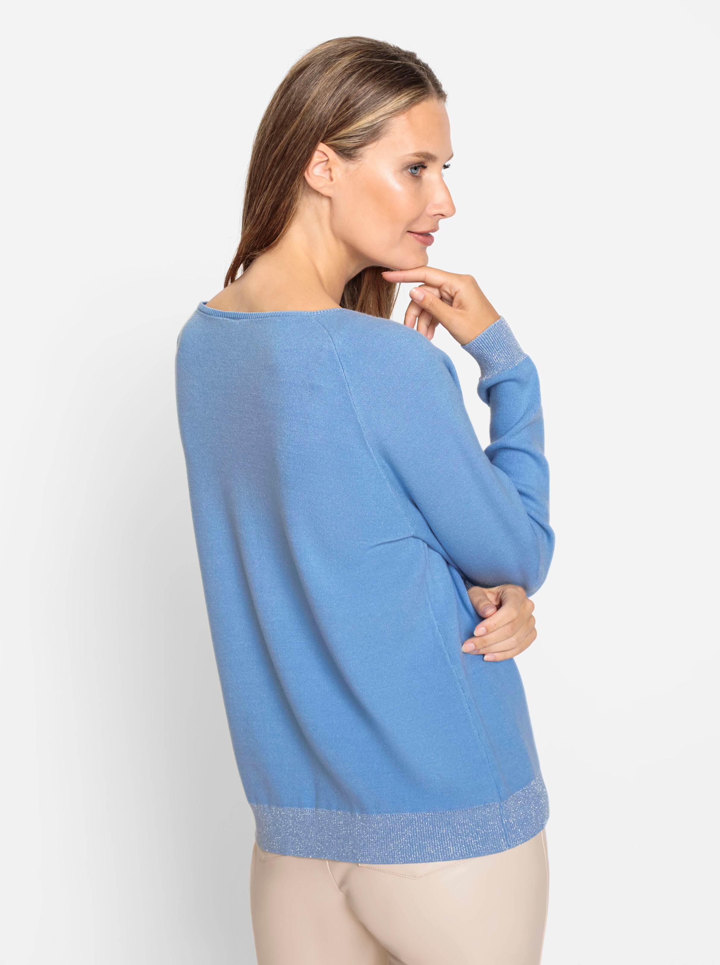 heine Pullover in himmelblau-weiß-gemustert
