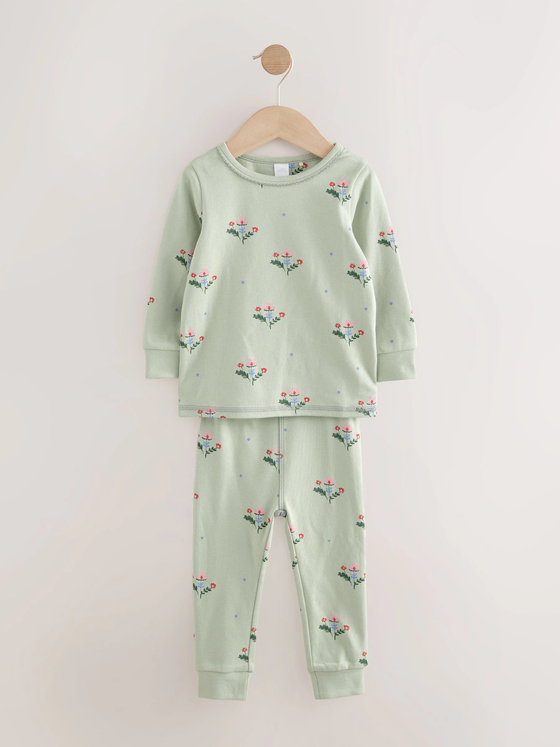 Rood/groen met bloemenprint - Verpakking van 3 knusse pyjama's (9 mnd-10 jr)