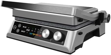 Cecotec Grill électrique Rock’nGrill Smart. Système de réglage de la puissance, du temps et de la température de 2000 W, ouverture à 180 °, plaques amovibles allant au lave vaisselle : Cuisine et Maison