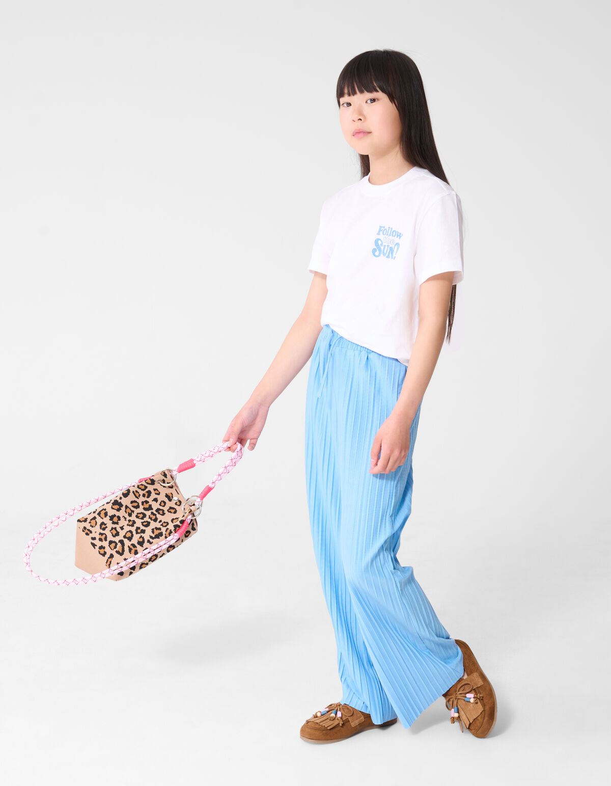 Plissé Wide Leg Broek Blauw