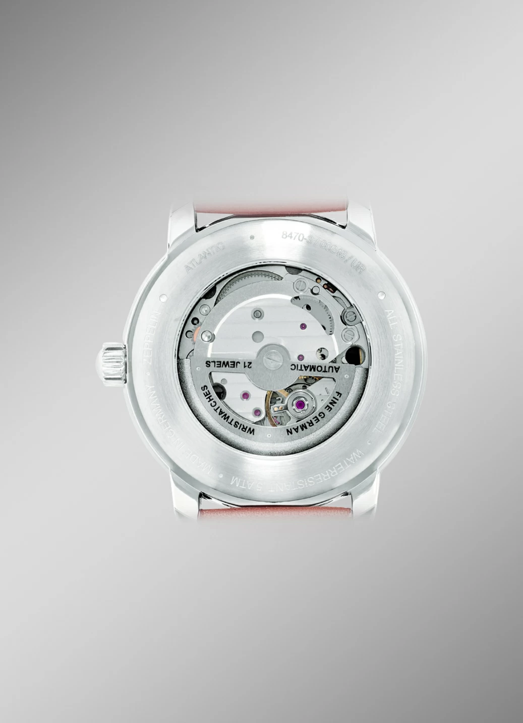 Zeppelin-Automatik-Herrenuhr mit Edelstahlgehäuse und Lederband