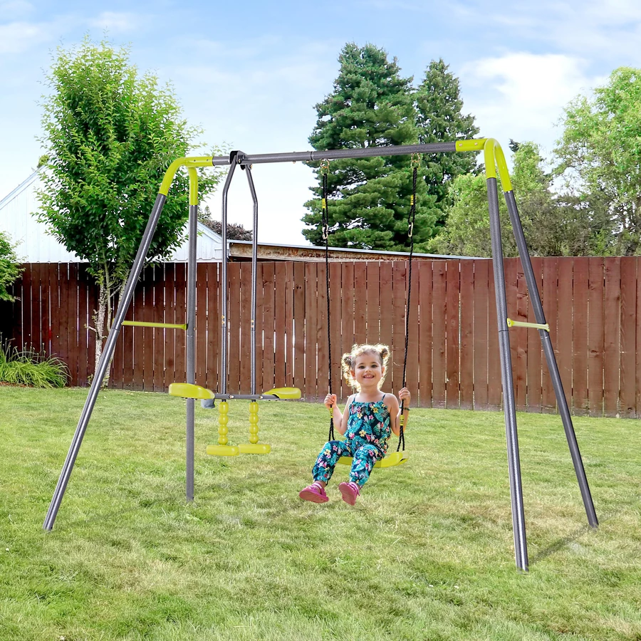 HOMCOM Kinder Gartenschaukel mit Wippe schwarz, hellgrün