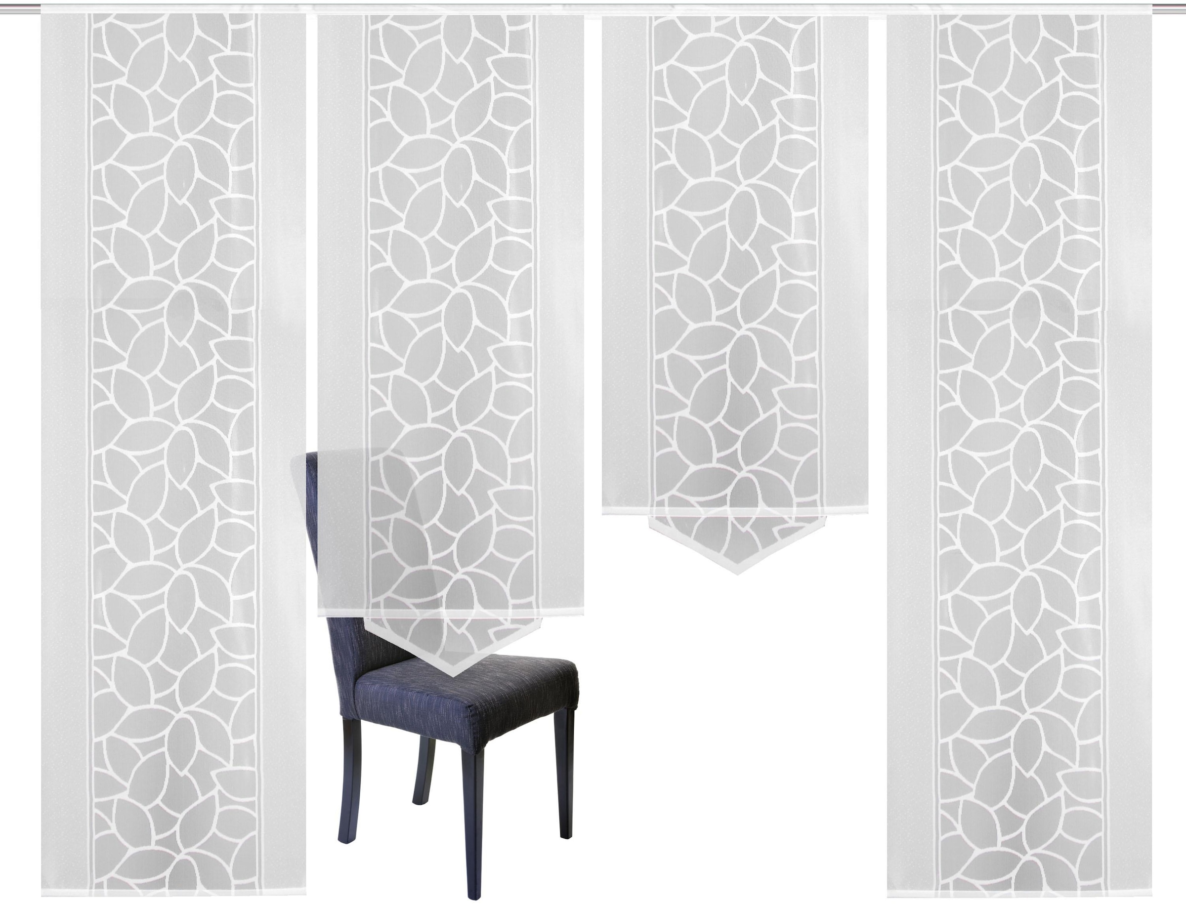 HOME WOHNIDEEN Schiebegardine »JENNA« Klettband 4 Stk. tlg. Schiebevorhang Jacquard Set