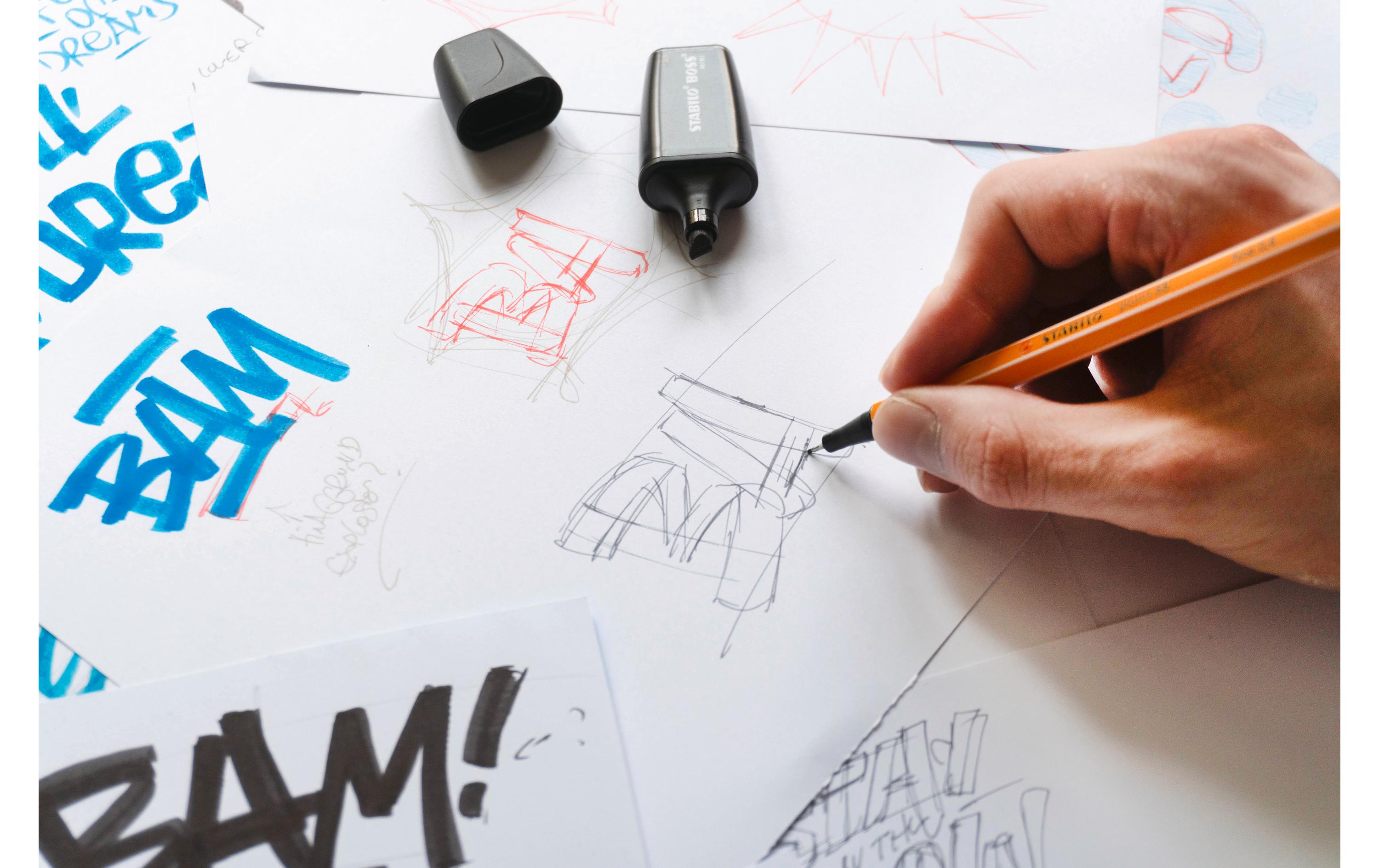 Textmarker Boss Mini Snooze SchwarzMarker für professionelles Arbeiten