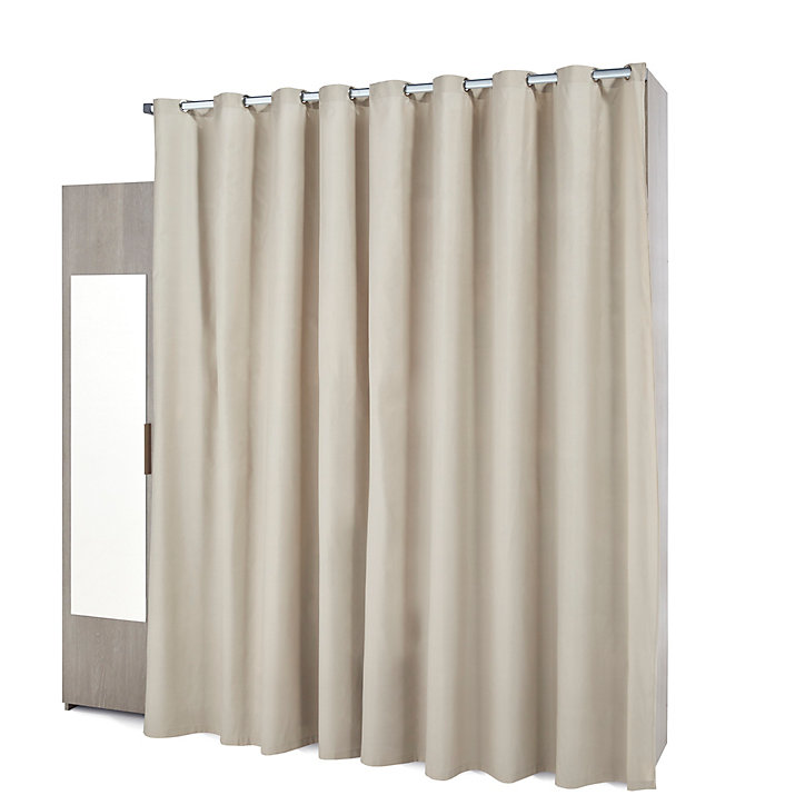 Kit dressing 2 colonnes avec porte miroir et rideau Taylor décor chêne grisé H. 220 x L. 212,5 x P. 40 cm