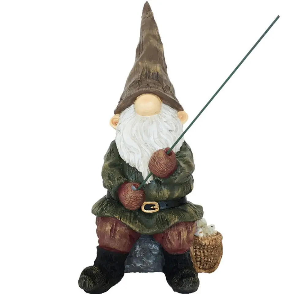Tuinkabouter beeld - visser - tuindecoratie - 25 cm - polyresin