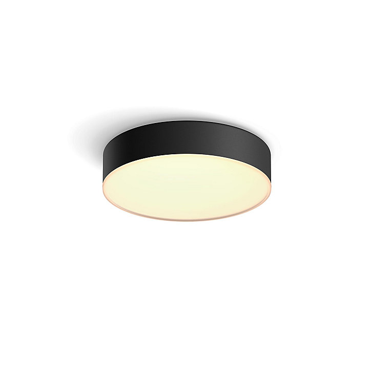 Plafonnier LED intégrée Enrave connecté intensité variable Philips Hue IP20 9,6W 950lm ⌀ 26,1 cm noir
