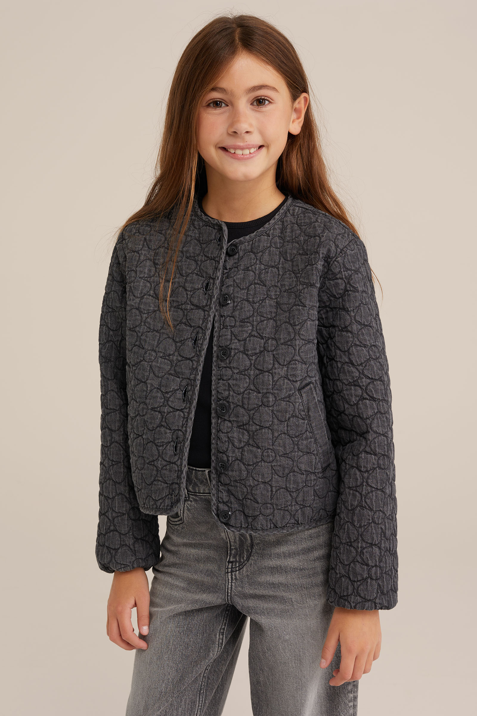 Meisjes denim jack Blue Ridge Donkergrijs