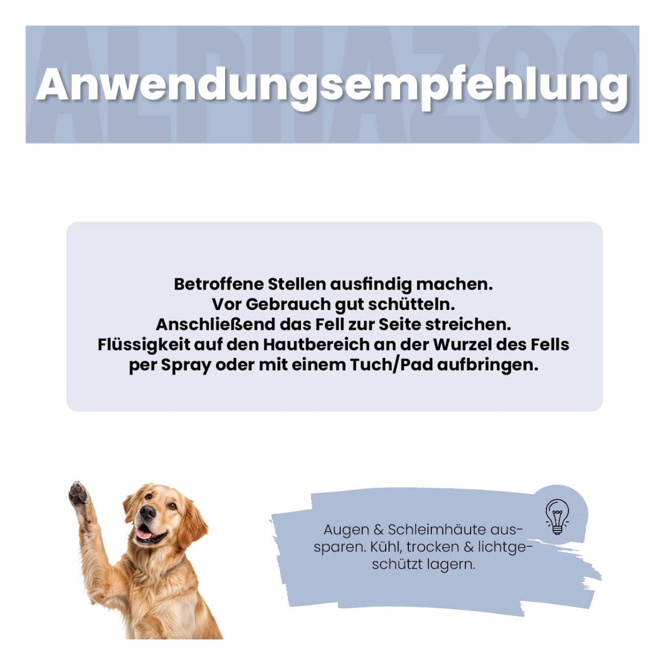 ALPHAZOO Brandlöscher Anti Juckreiz Spray für Hunde I Sanfte Beruhigung 200 ml