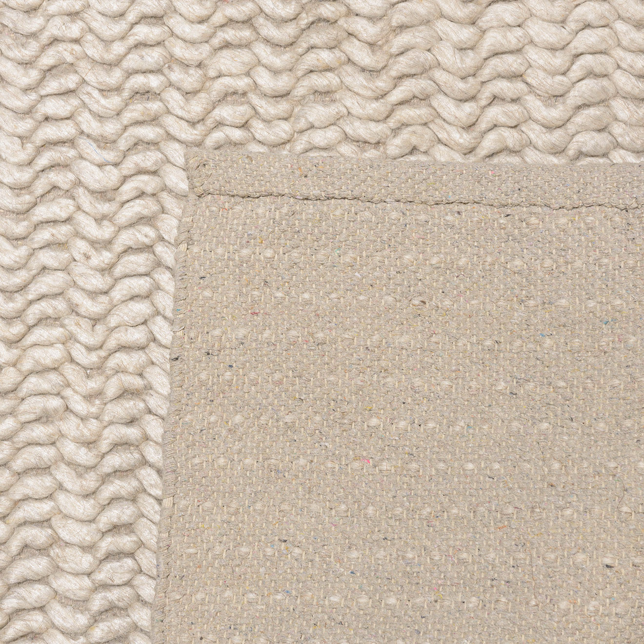 Macabane Tapis en Laine tissée Quentin beige - 290x200 cm