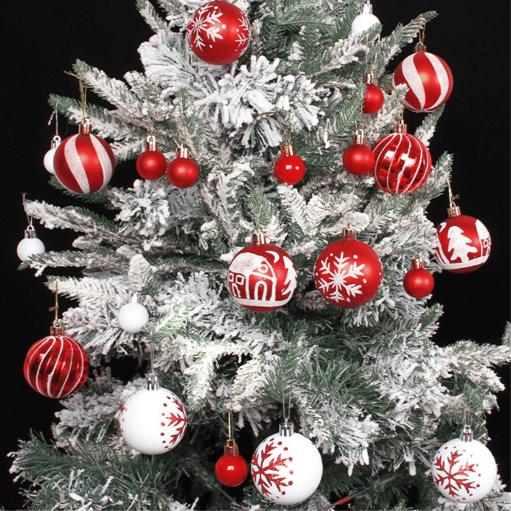 (44er Set) Christbaum Schmuck Weihnachtskugeln Deko Ornamente - Rot / Grün