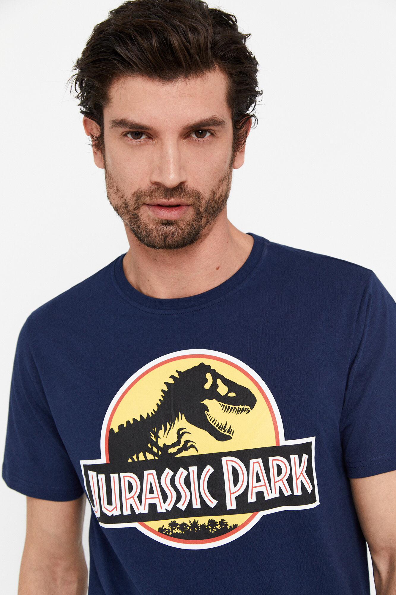 Camiseta com estampa do Jurassic Park - Azul Marinho