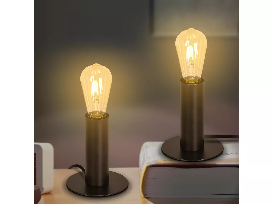 NETTLIFE lampe de chevet lampe de table vintage E27 noir MAX.40W rétro industriel