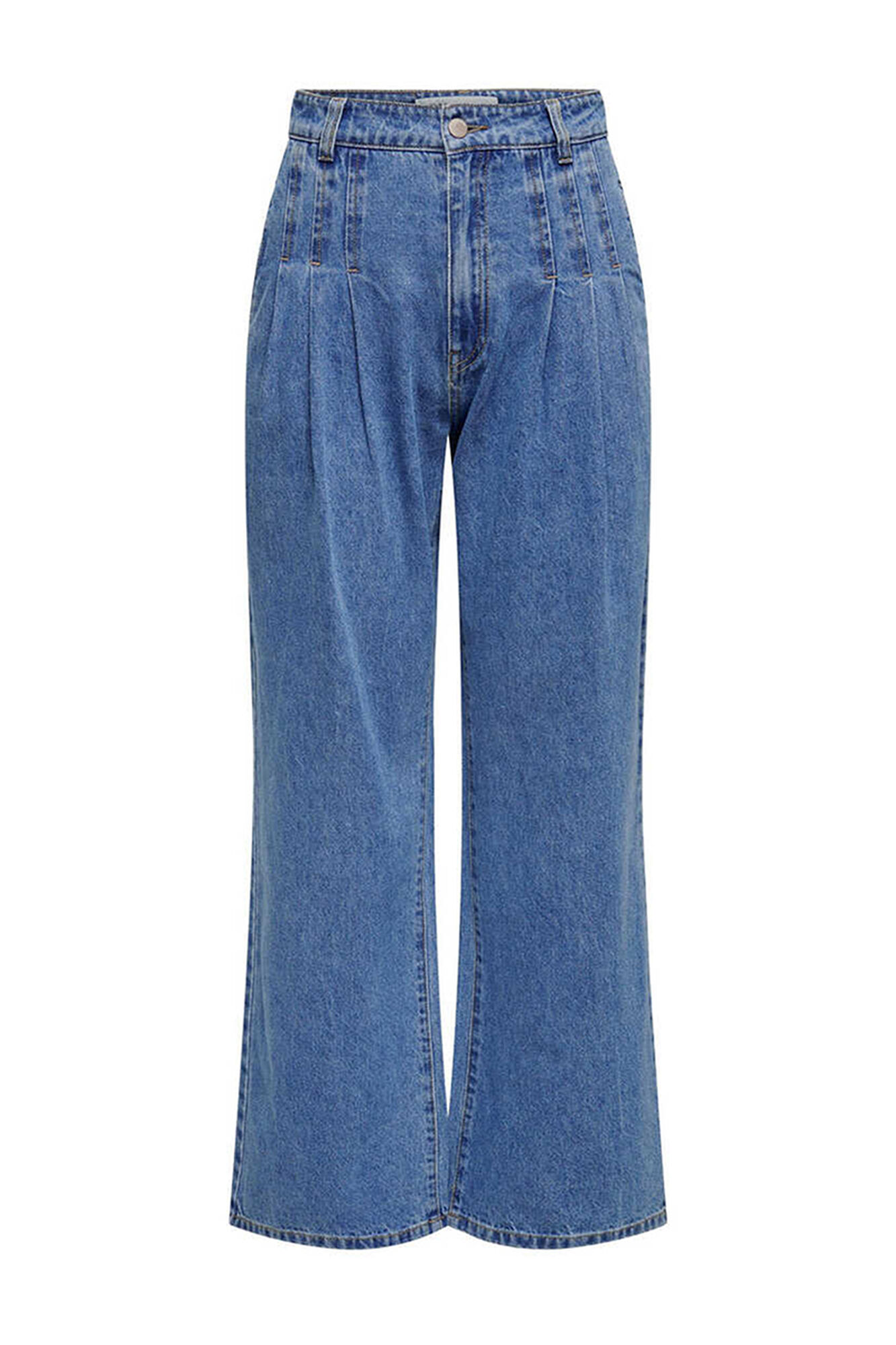 Calça jeans de cintura alta e pernas largas