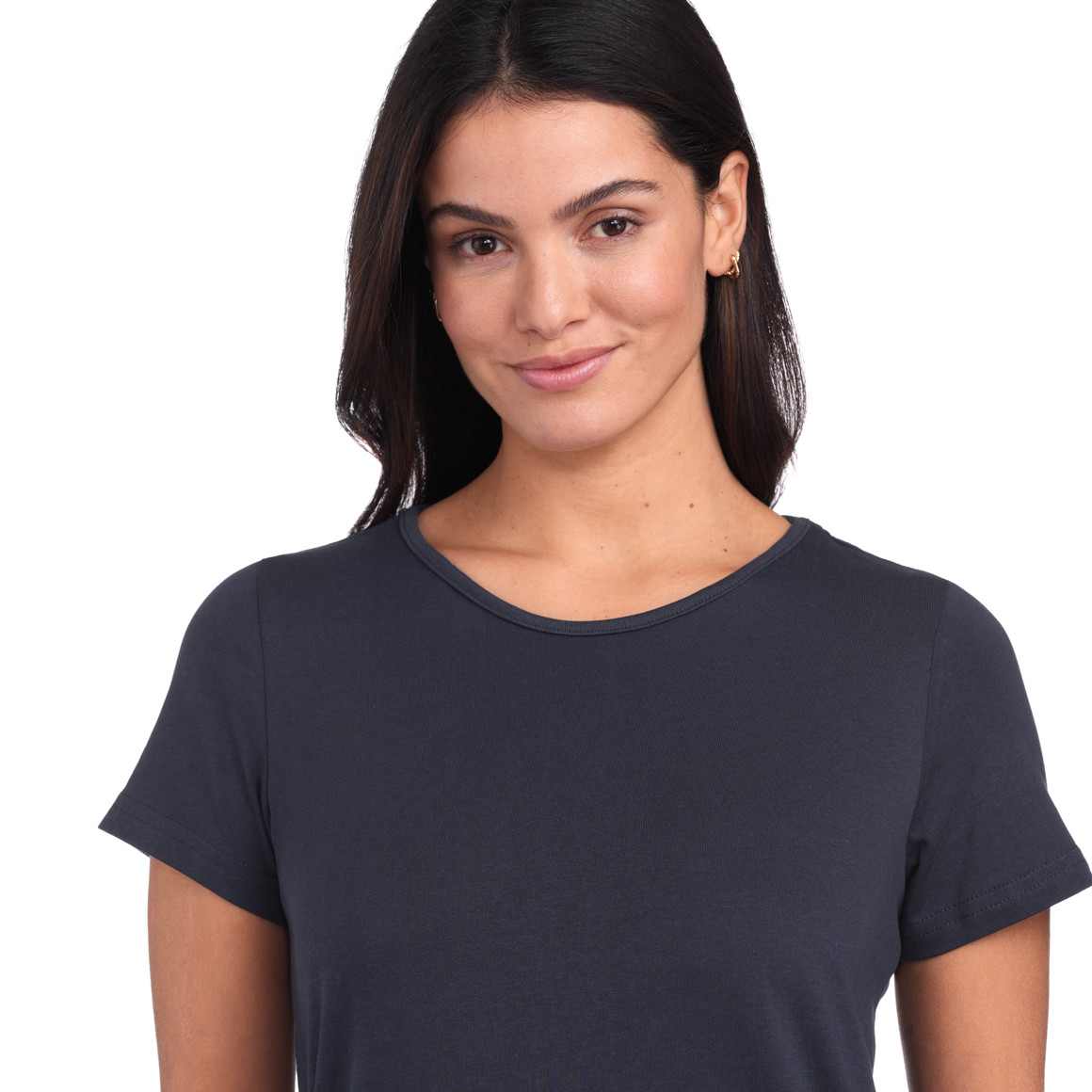 Famy 3 Damen T-Shirts in verschiedenen Dessins dunkelblau / hellblau / weiss