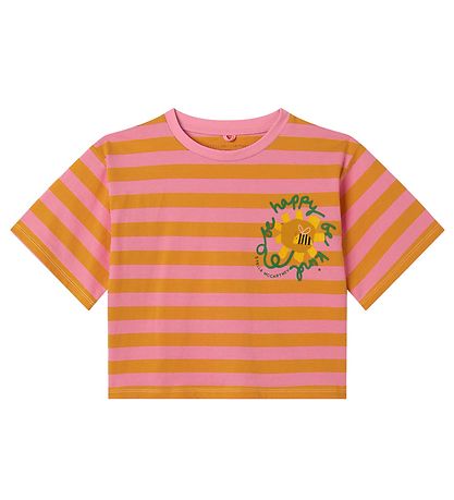 Stella McCartney Kids T-Shirt - Pink/Orange Gestreift m. Print