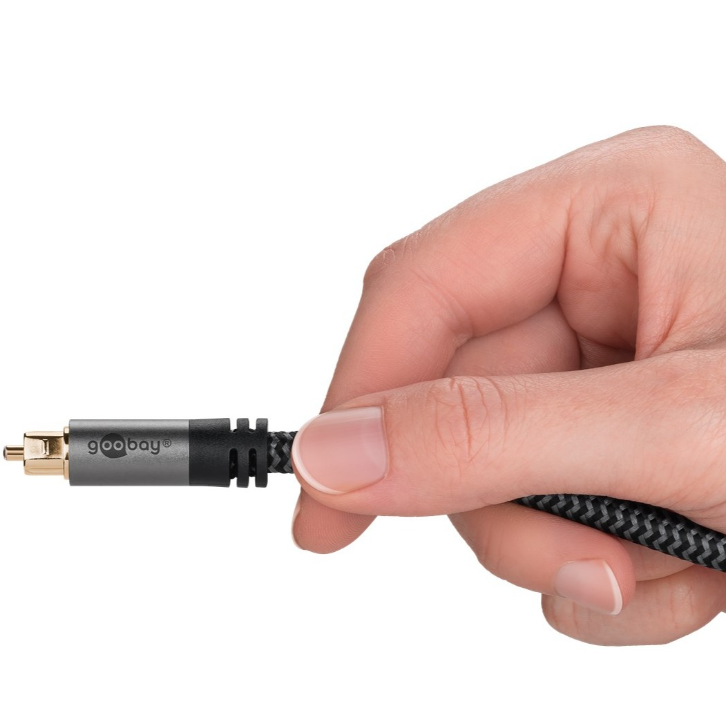 (2m) Optisches Toslink Kabel zur Audioübertragung mit Glasfaserbasis (65305) - Sharkskin Grey