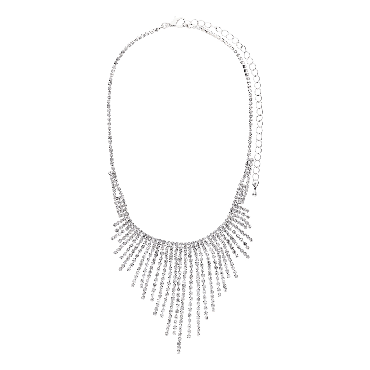 Zilverkleurige bijoux set ketting met oorbellen