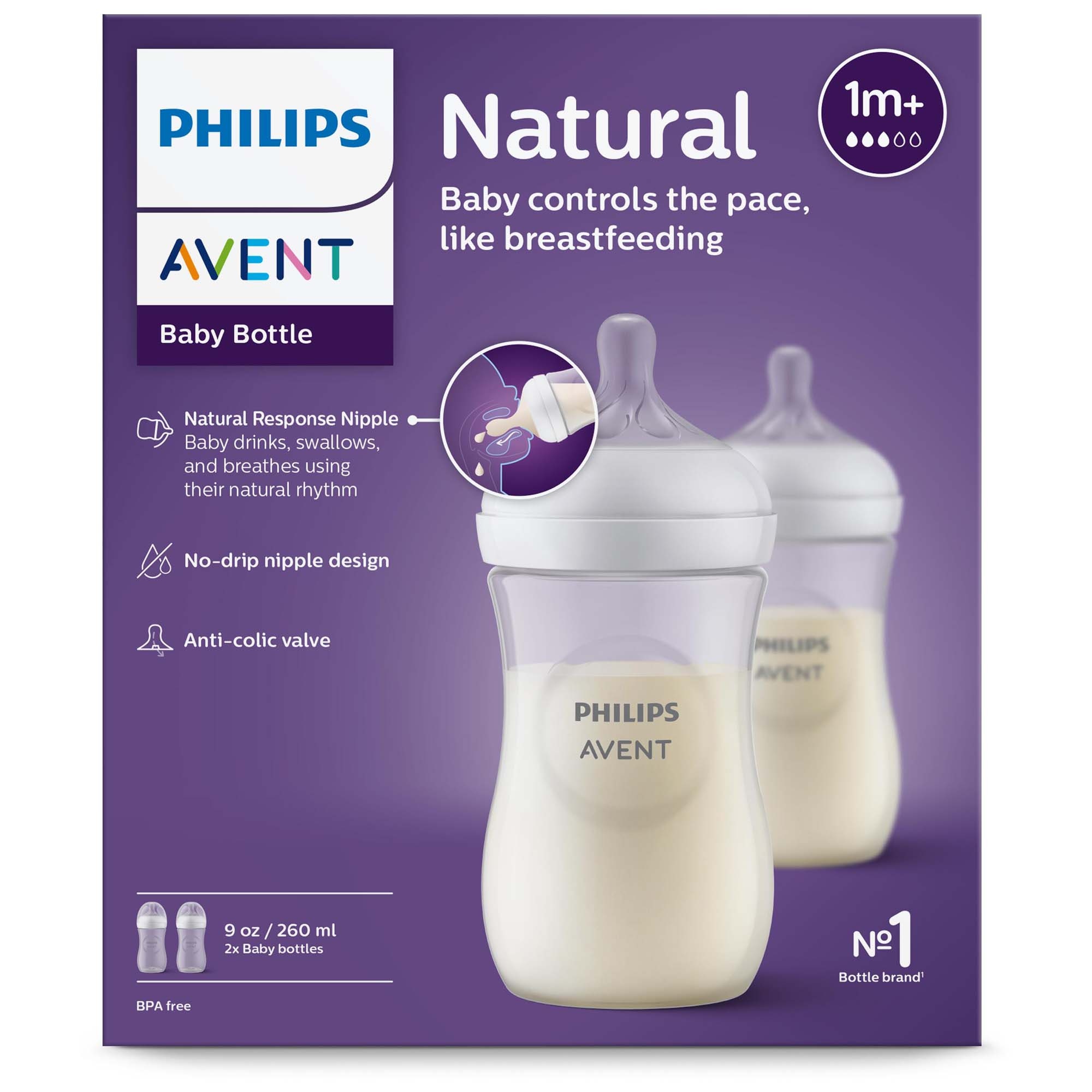 Philips Avent Natural fles 260ML Duopack transparant