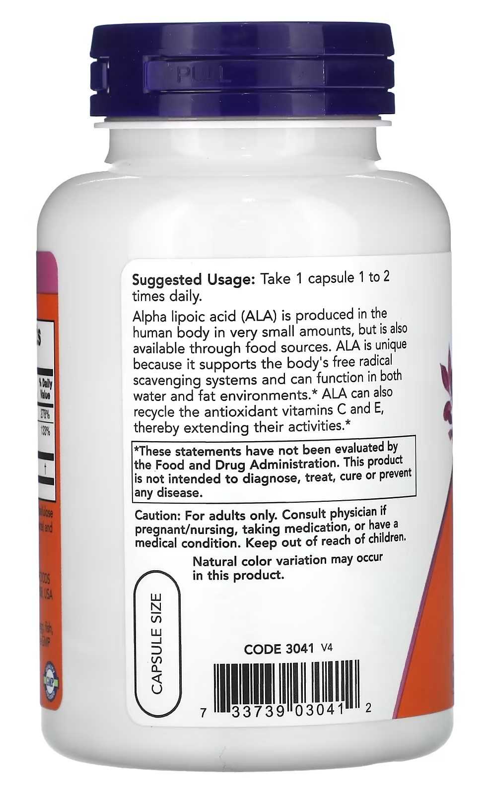 NOW Foods Ácido Alfa Lipoico 100mg 60 cápsulas