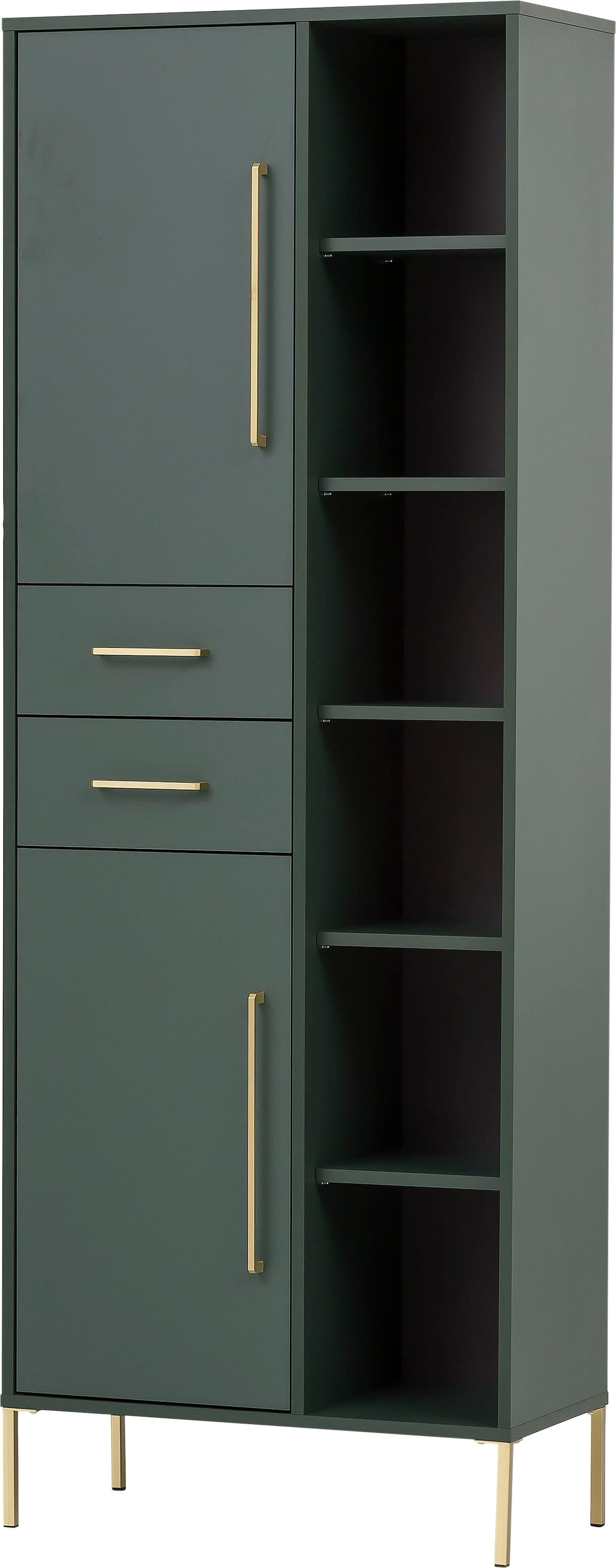 welltime Hochschrank »Kent mit goldfarbenen Griffen« Breite 67,1 cm, made in Germany