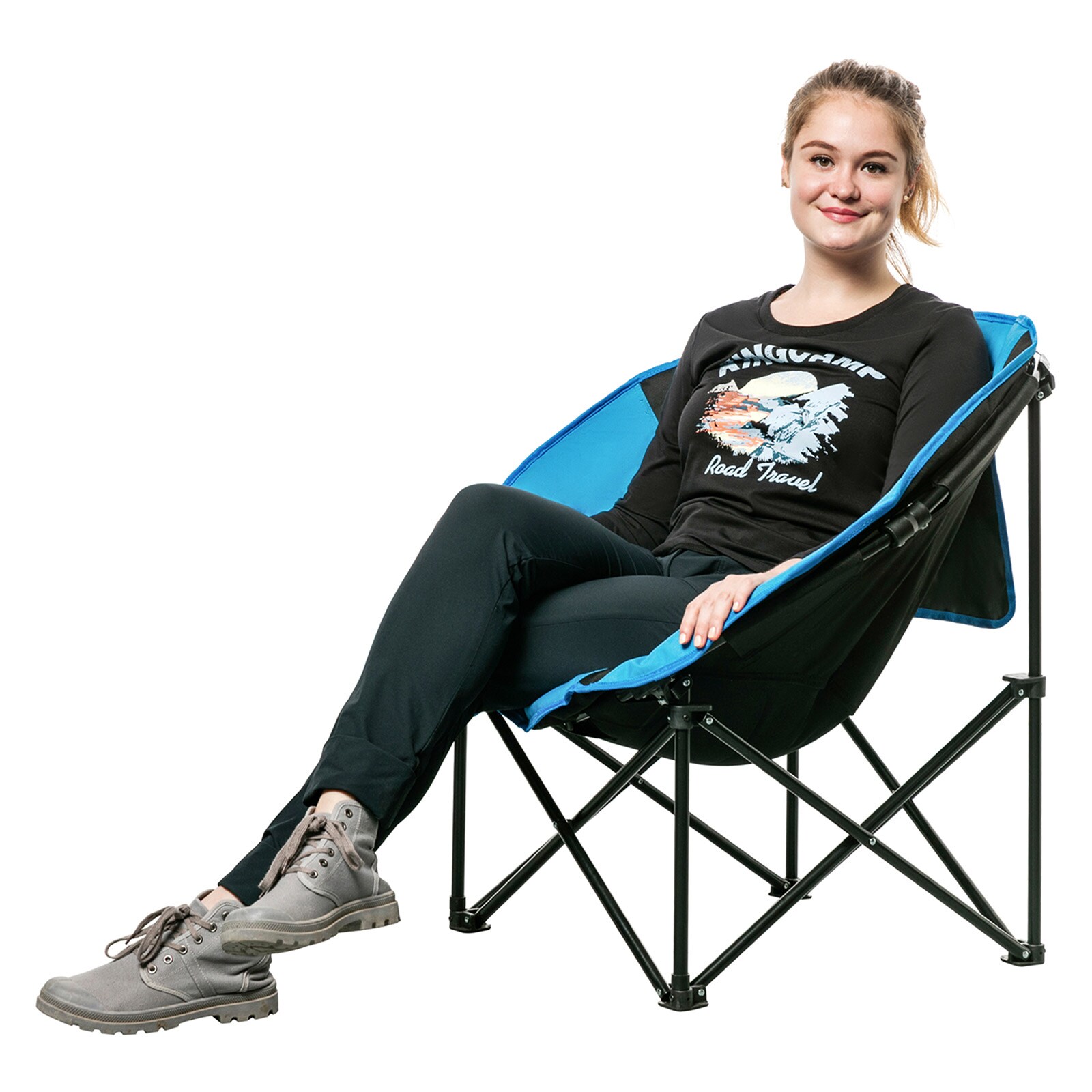 KINGCAMP MoonChair L Camping Klapp Stuhl Falt Sessel Garten Angel Outdoor 120 kg Farbe: blau