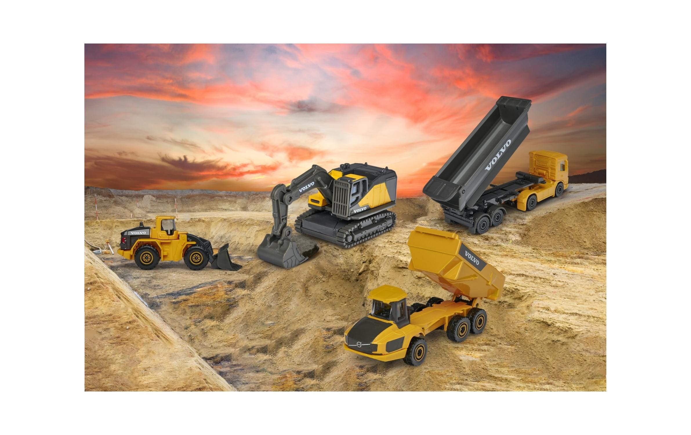 Baustellenfahrzeug Volvo Construction 4er-GeschenksetVier Baufahrzeuge zum Spielen und Sammeln