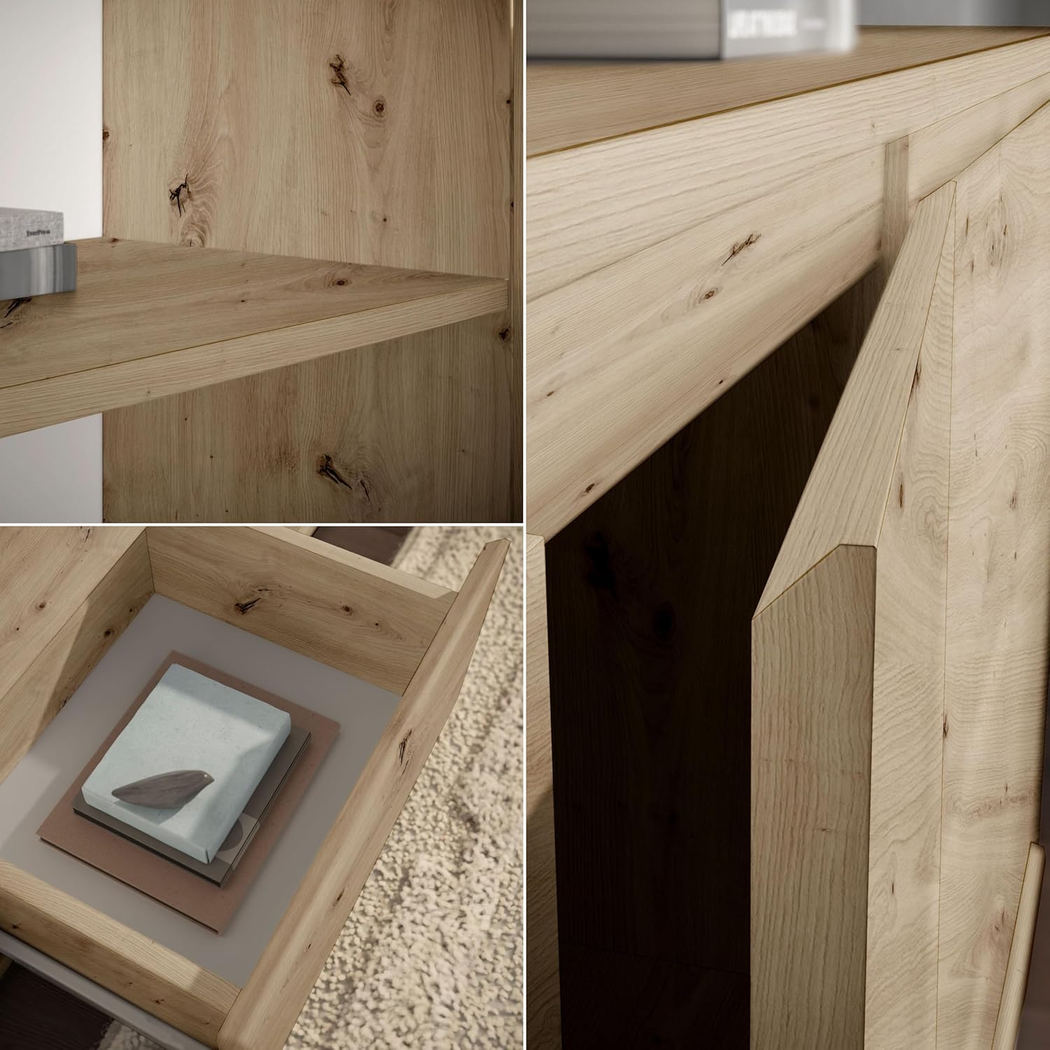 Brest Kommode in Artisan Eiche Optik - Modernes Sideboard mit viel Stauraum - 80 x 84 x 35 cm (B/H/T)