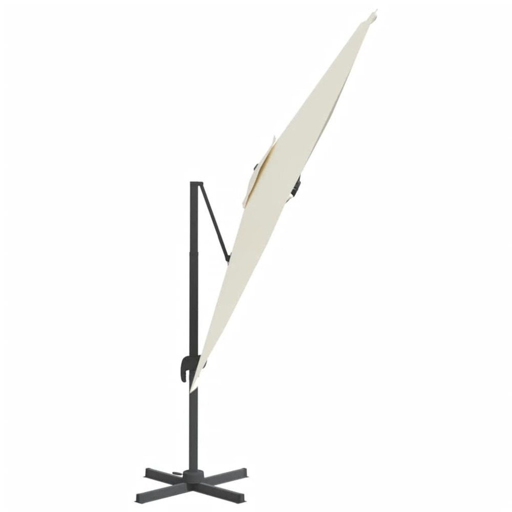 Parasol meuble de jardin déporté avec mât en aluminium 300 x 300 cm blanc sable