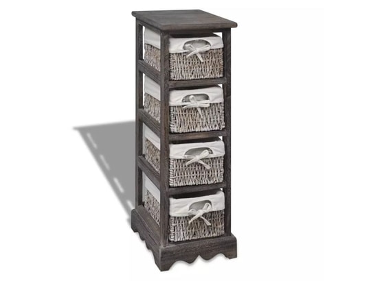 VIDAXL - Armoire étagère de rangement bois marron 4 paniers en tissage